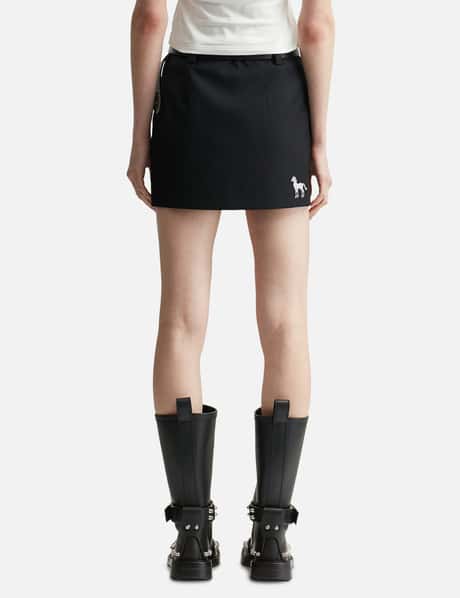 Black Cross Stitch Embroidered Skirt With Detachable Belt view 12