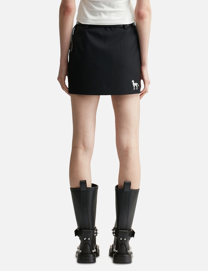 MARKGONG Black Cross Stitch Embroidered Skirt With Detachable Belt