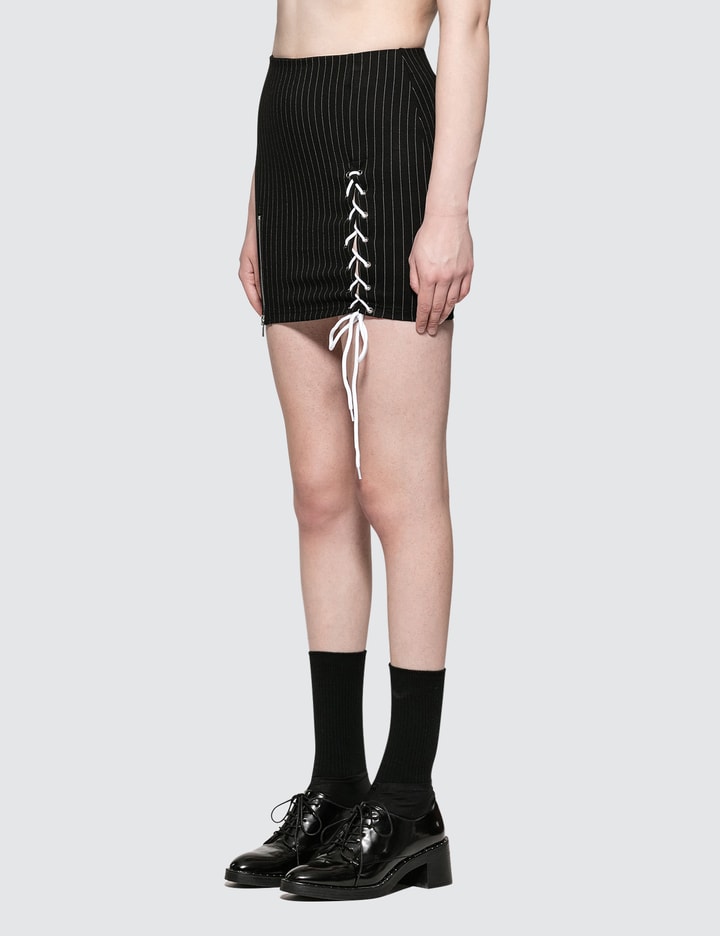 Pinstripe Lace Up Zip Skirt Placeholder Image