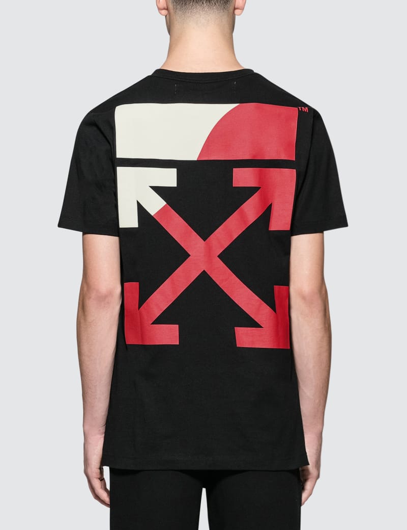 off white red and white t shirt