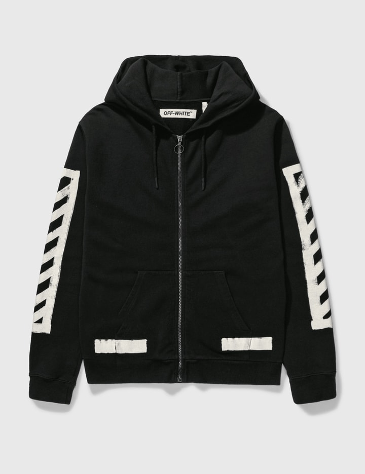 Off White Diagonal Zip Hoodie Placeholder Image