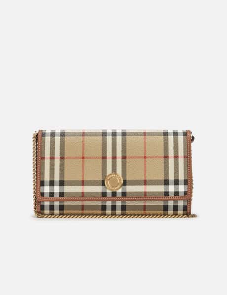 Burberry Check Wallet with Chain Strap