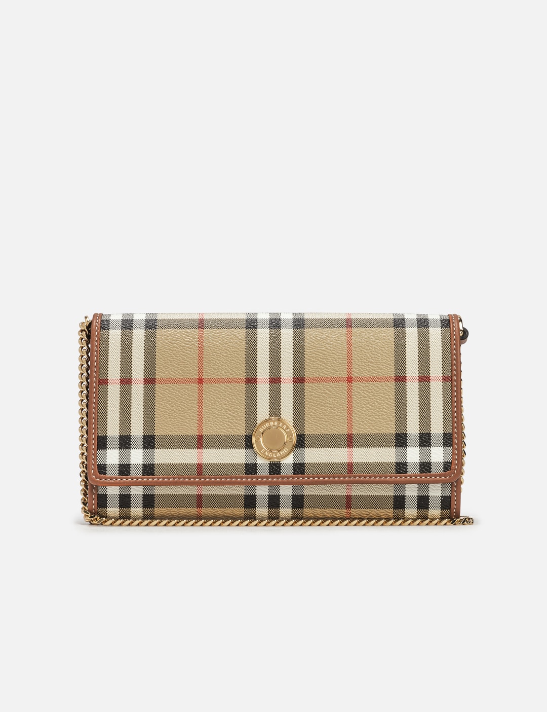 NWT Burberry Check Zip Kelbrook Coin Wallet w/Chain