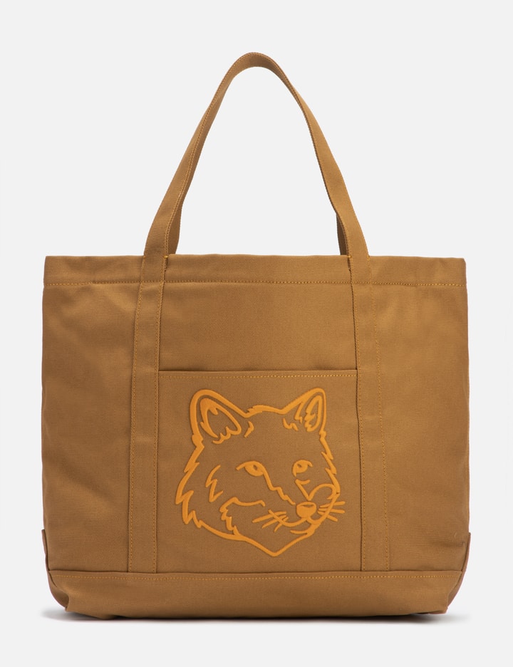 Maison Kitsuné Bold Fox Head Large Tote Bag In Brown
