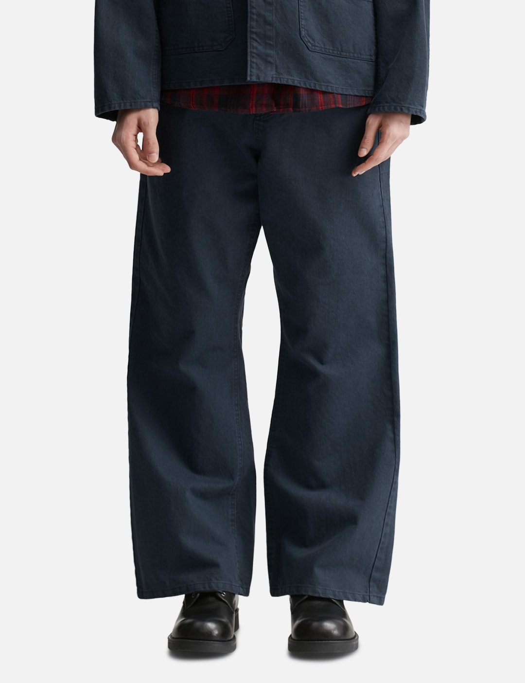 Washed Cotton Twill Loose Flared Jeans view 18