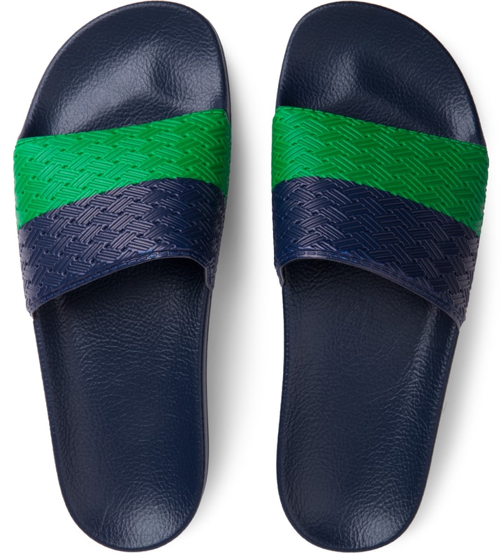 Adidas x Raf Simons Blue/Green Adilette Slippers Placeholder Image