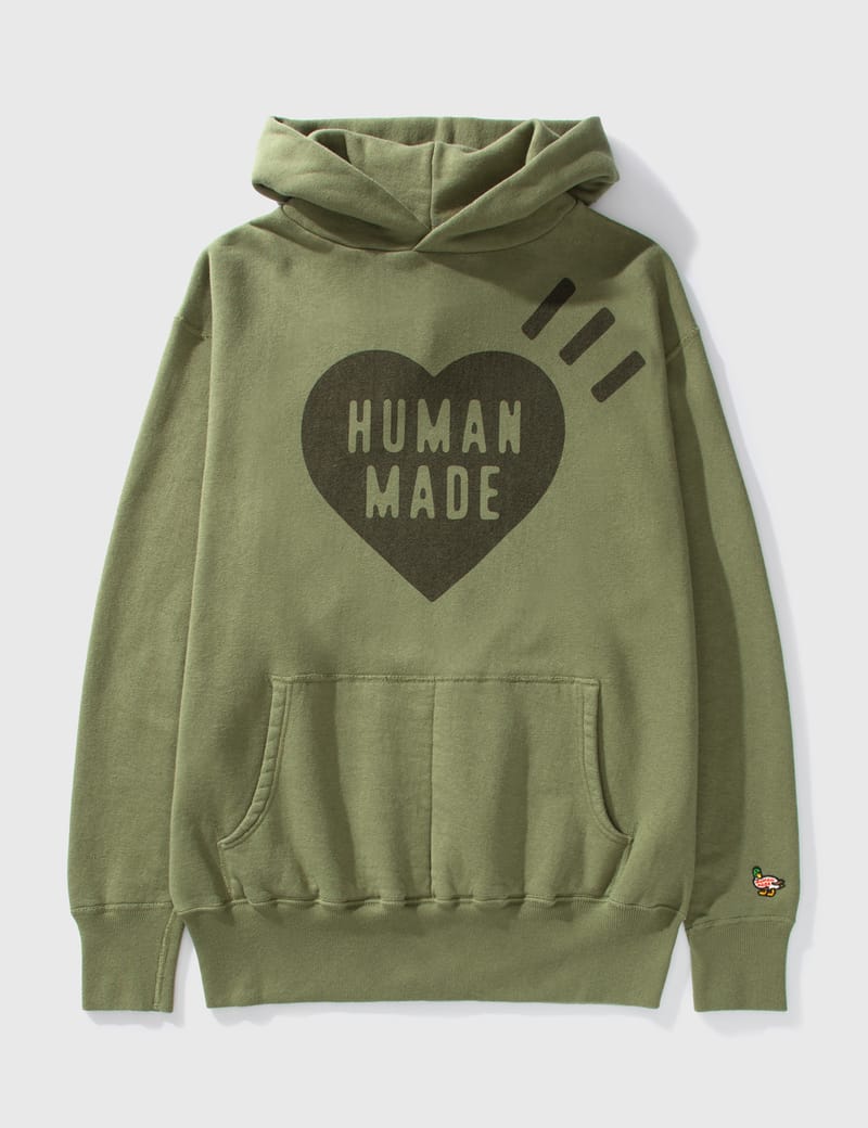 Human Made ハートロゴ パーカー オリーブグリーン トップス
