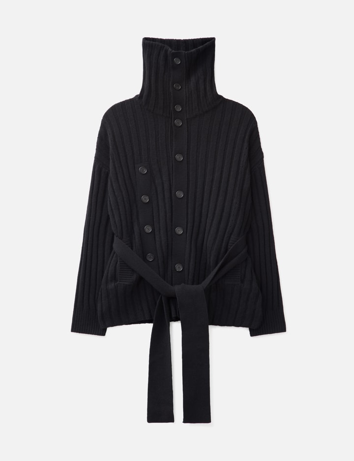 Asymmetric High Neck Knit Coat Placeholder Image