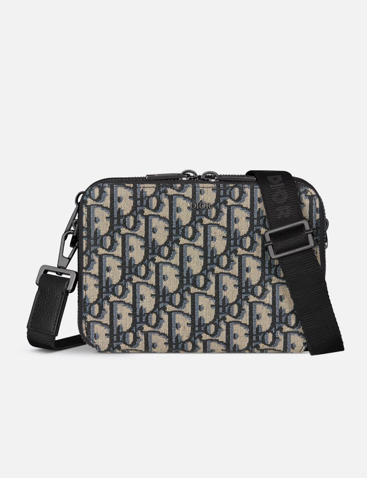 Dior Zipped Pouch with Strap in Beige and Black Dior Oblique Jacquard Placeholder Image