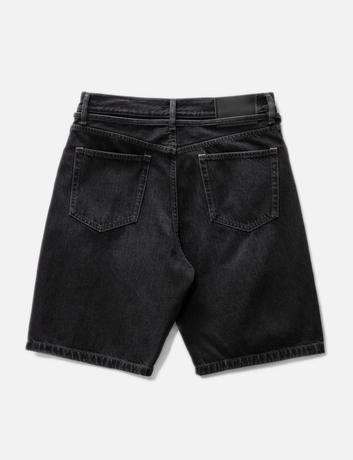 Shop Acne Studios Belted Denim Shorts In Black