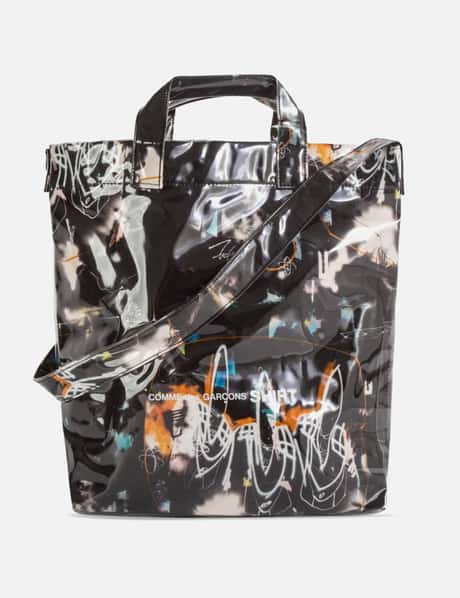 Comme des Garçons Comme des Garçons SHIRT Futura Print PVC Tote Bag Black in Black