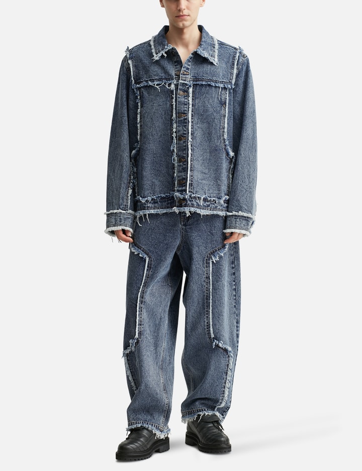 Distressed Raw Edge Denim Jacket Placeholder Image