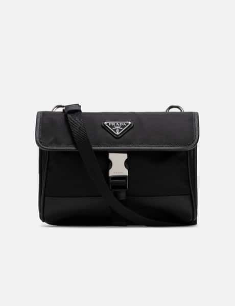 Shop Prada Re-Nylon and Saffiano Leather Shoulder Bag