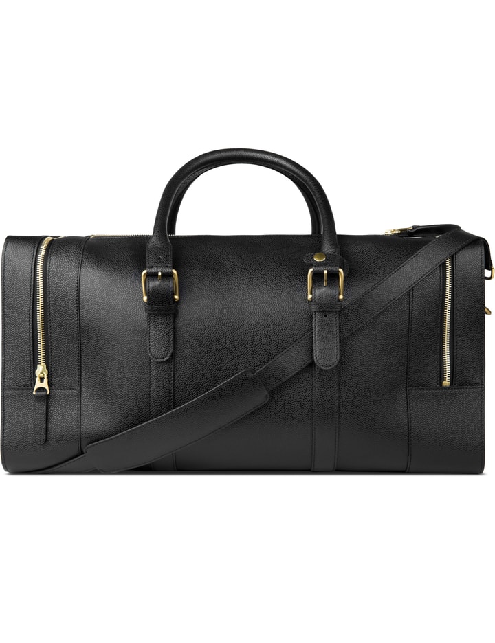 Black Pebble Grain Leather Weekend Holdall Duffle Bag Placeholder Image