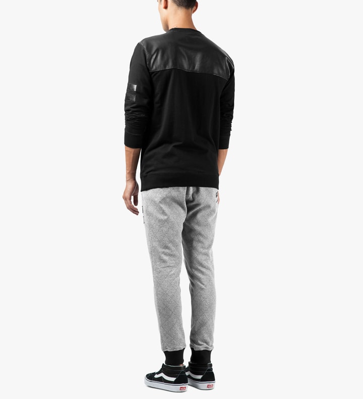 Black Leather Trim Fleece Sweater Placeholder Image
