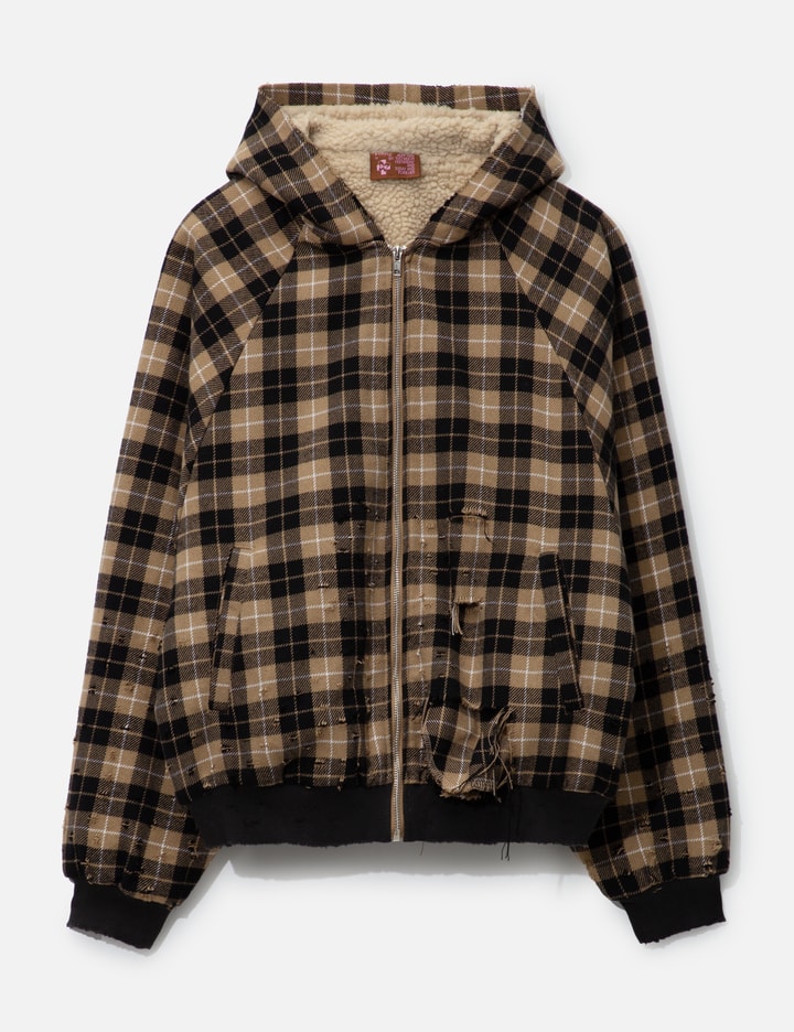 Praying Plaid Shearling Hoodie