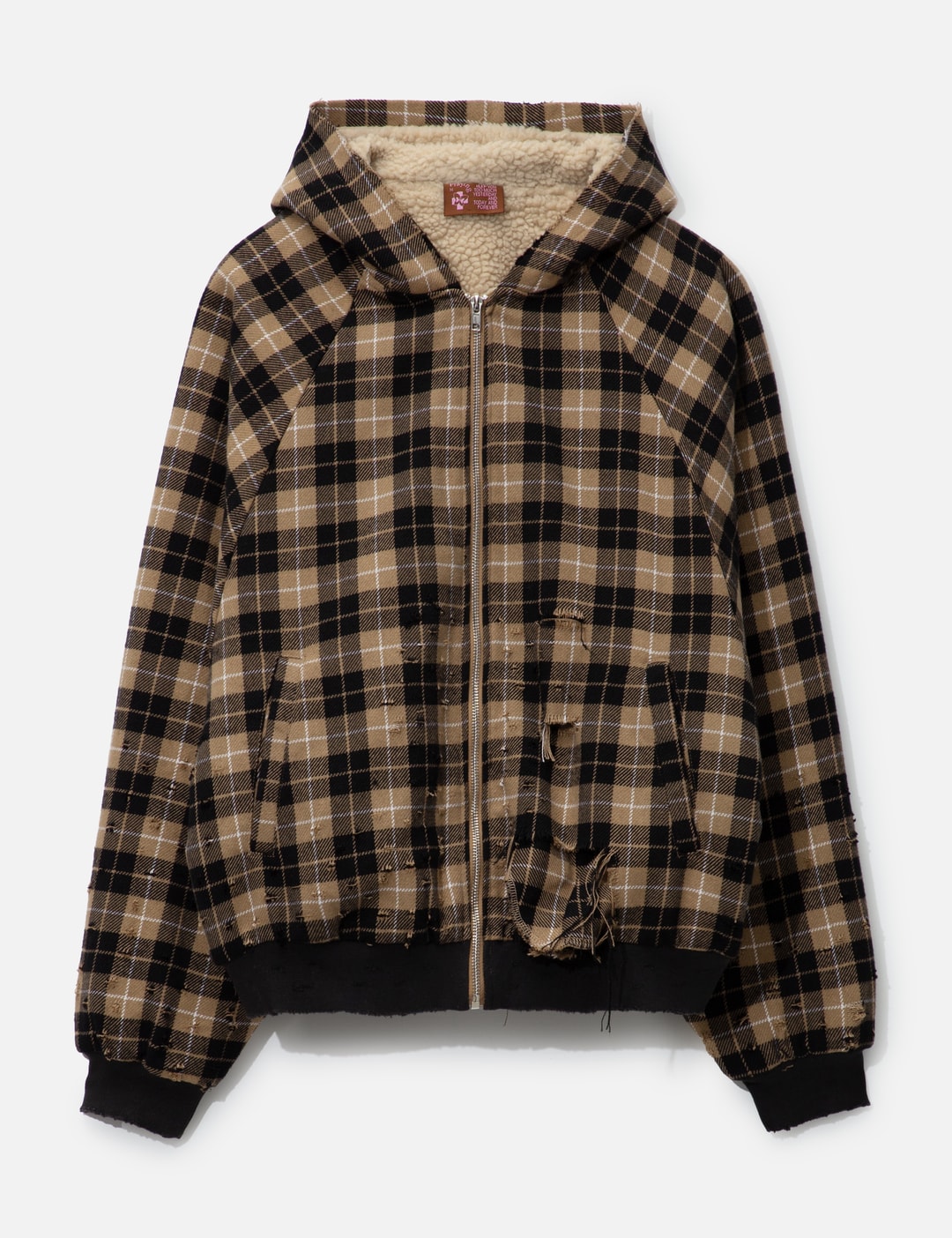 Plaid Shearling Hoodie view 7