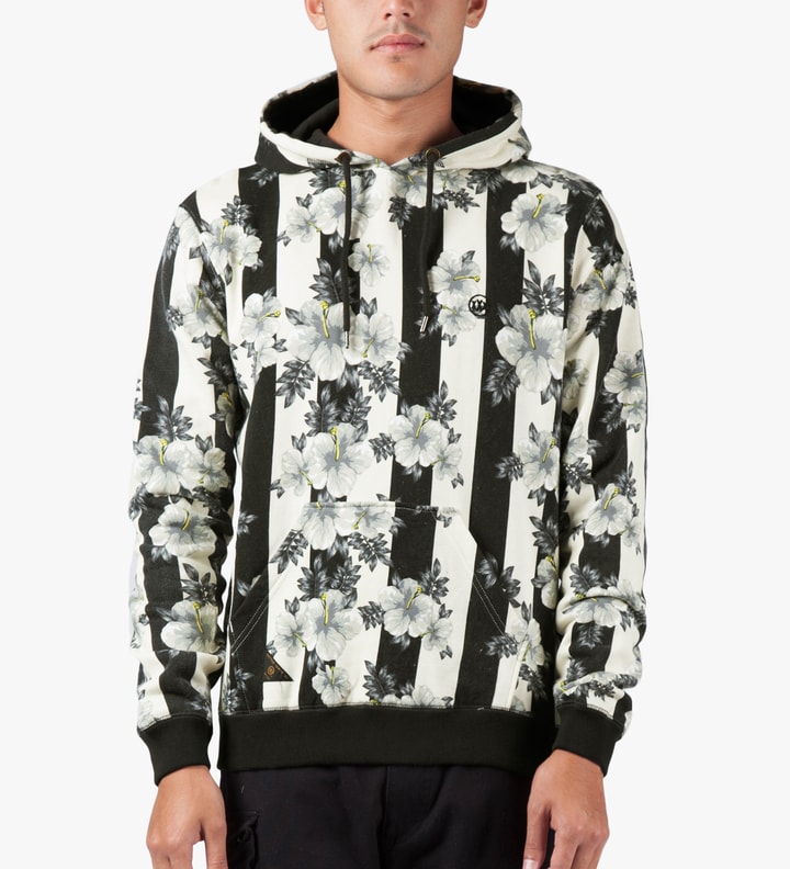 10.Deep Hibis Stripe Hibiscus Hoodie