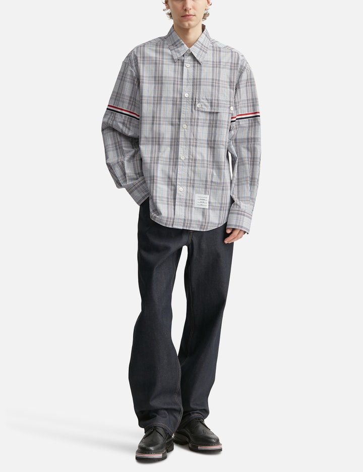 톰브라운 Plaid Check Poplin Armband Oversized Shirt