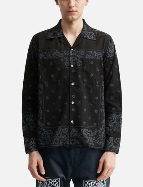 black bandana dress shirt Sugar Cane Bandana Camp Shirt Black Japan
