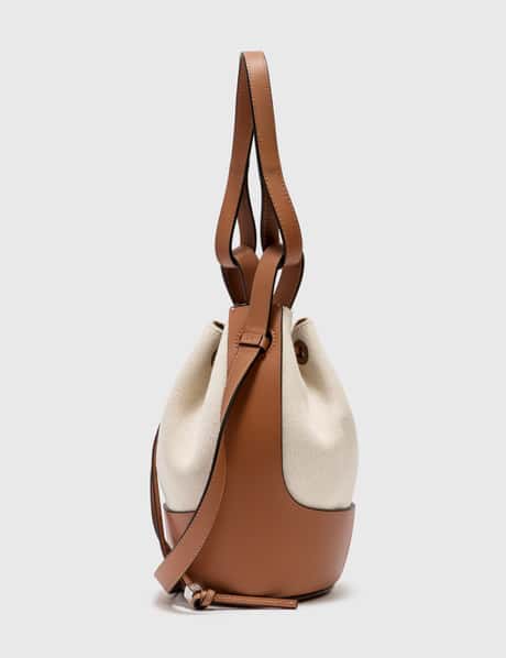 LOEWE Small Balloon Bag in Canvas and Calfskin in Ecru/Tan