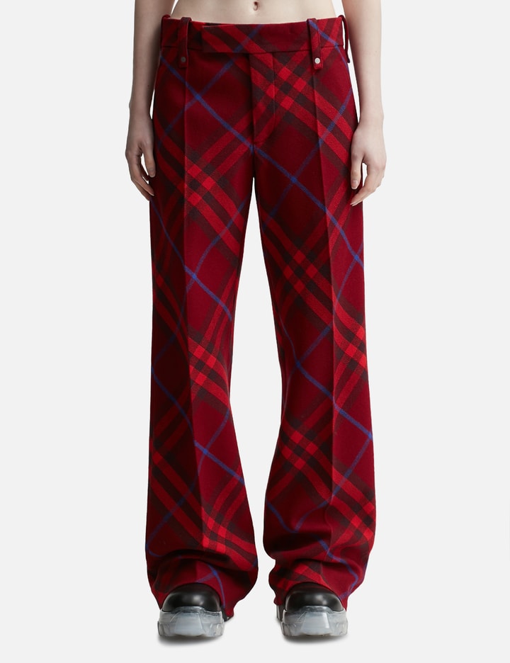 Burberry Checked Straight-leg Wool Trousers In Red