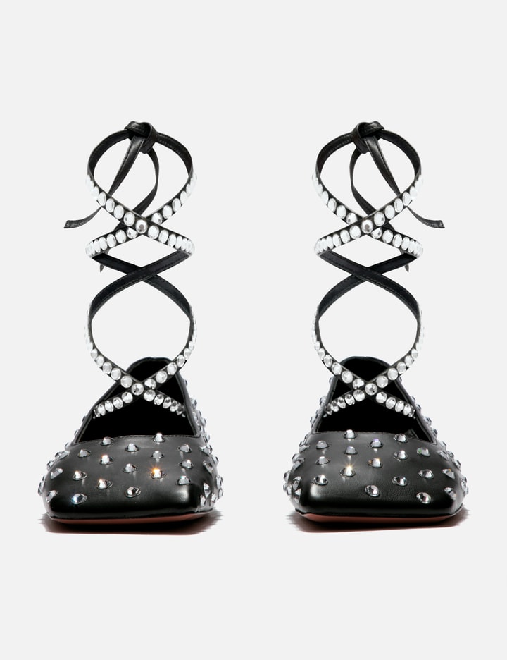Ane Crystal Lace Up Flat Black Nappa Placeholder Image