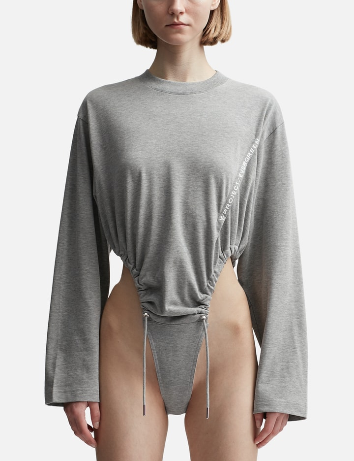 Shop Y/project Evergreen Pinched Logo Bodysuit In Grey