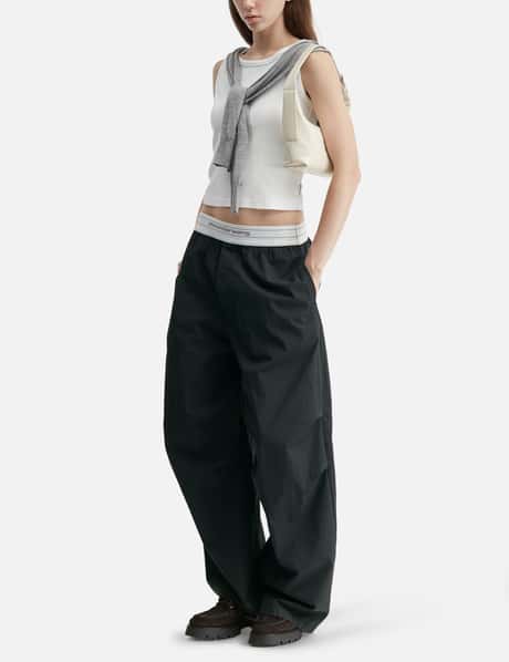 Mid-Rise Pleated Wide-Leg Pant With Logo Elastic Waist view 14