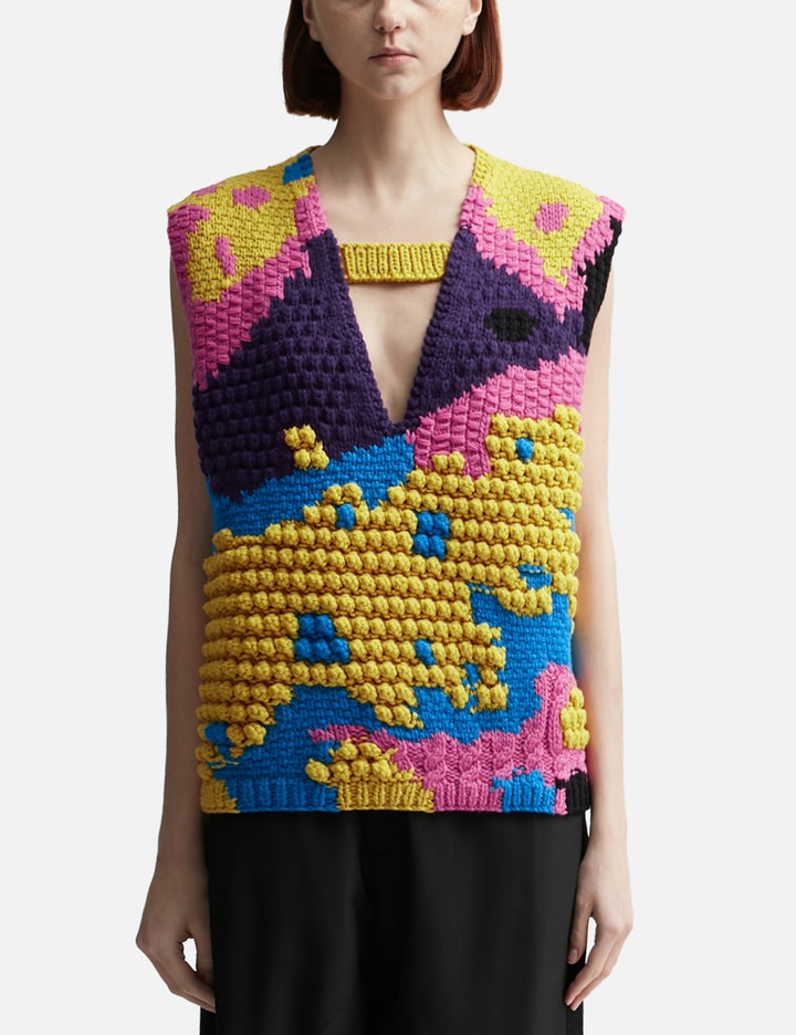 Shop Jw Anderson Textured V Cut-out Vest In Multicolor