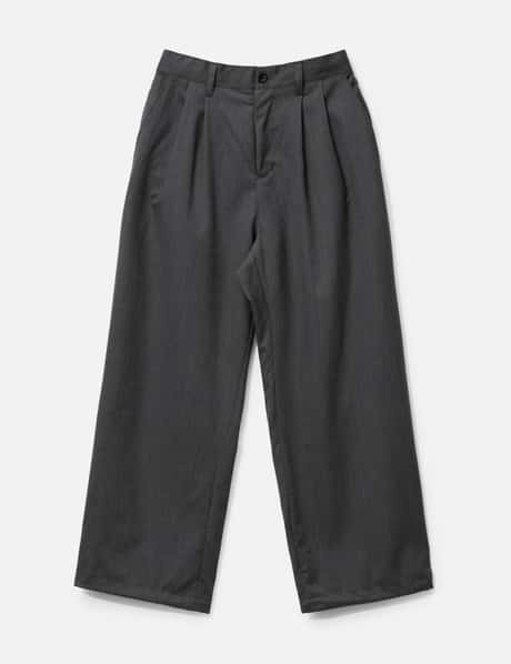 CLESSTE Wool Gabardine City Uniform Wide Straight Pants