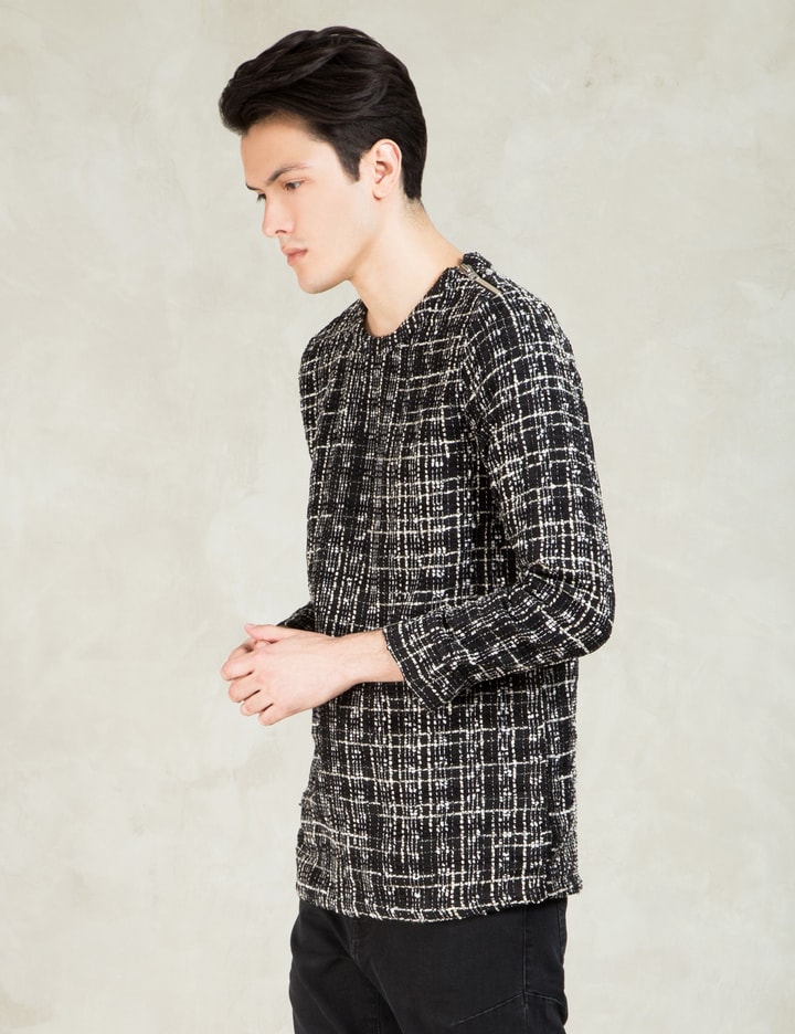 Black/Grey Ikkat Yutok Woven Sweater Placeholder Image