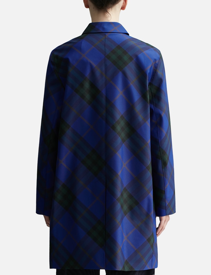 Shop Burberry Mid-length Check Car Coat In Blue