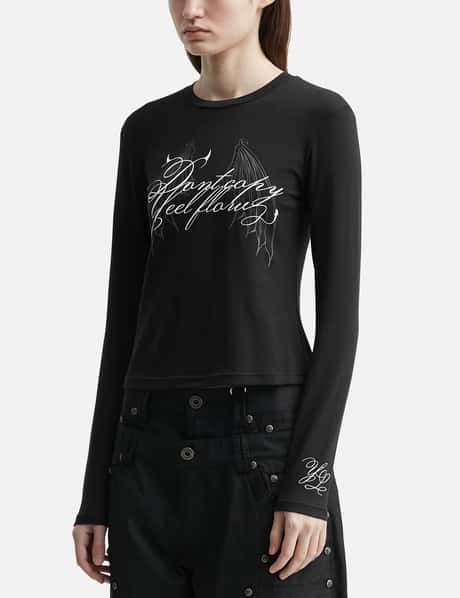 Wing Lettering Long Sleeve Top Black view 7