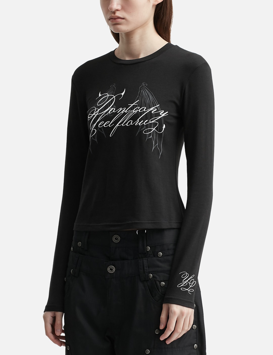Wing Lettering Long Sleeve Top Black view 14