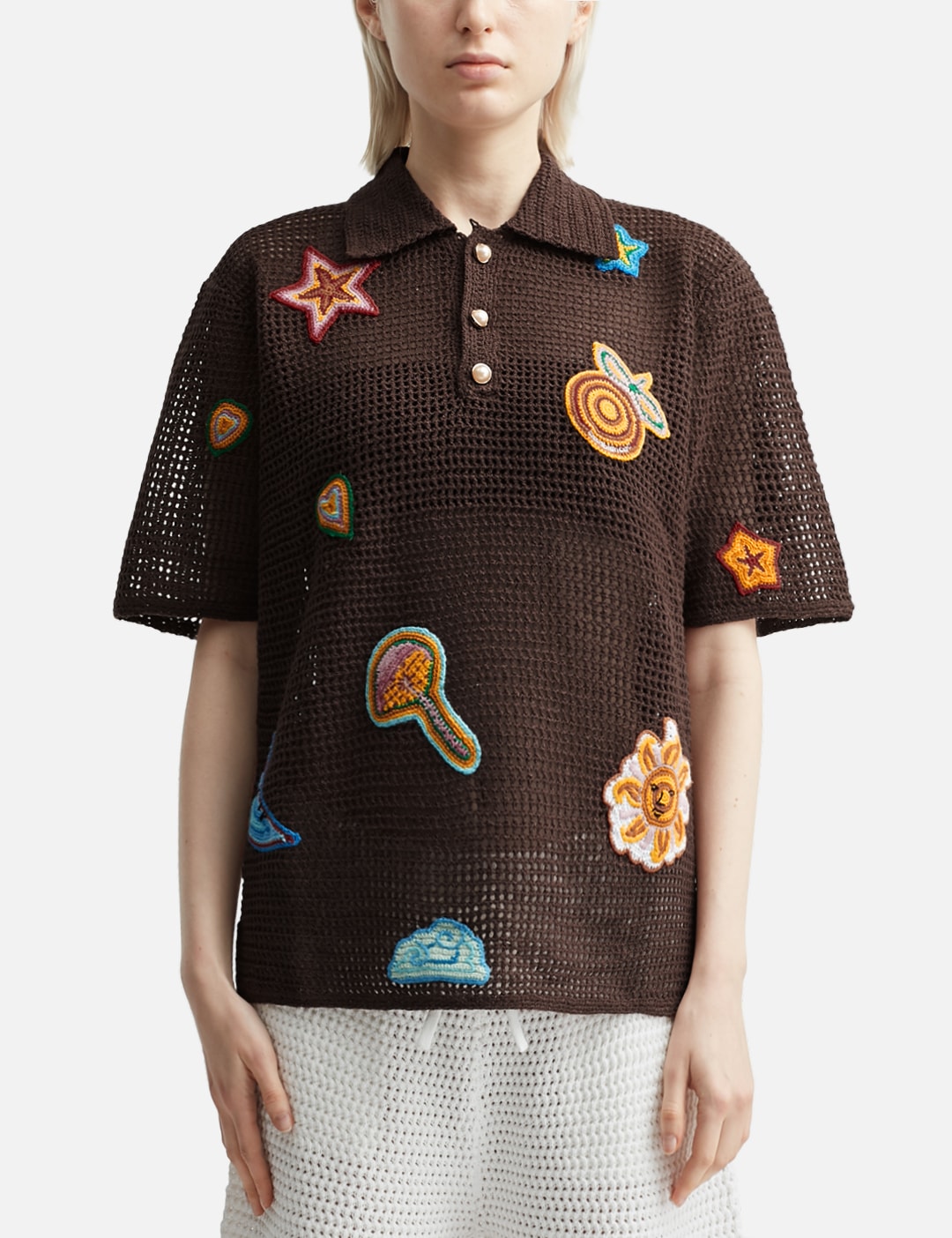 Motif Crochet Polo Shirt view 13