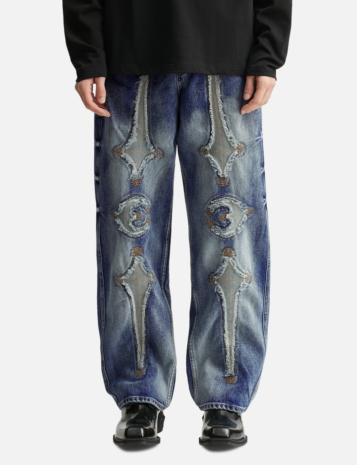 TC Bone Leather Denim Pants Placeholder Image