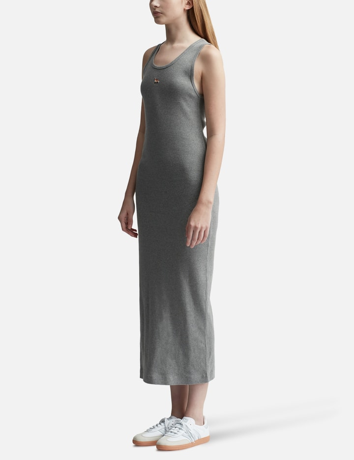 Shop Maison Kitsuné Baby Fox Ribbed Tank Dress In Grey