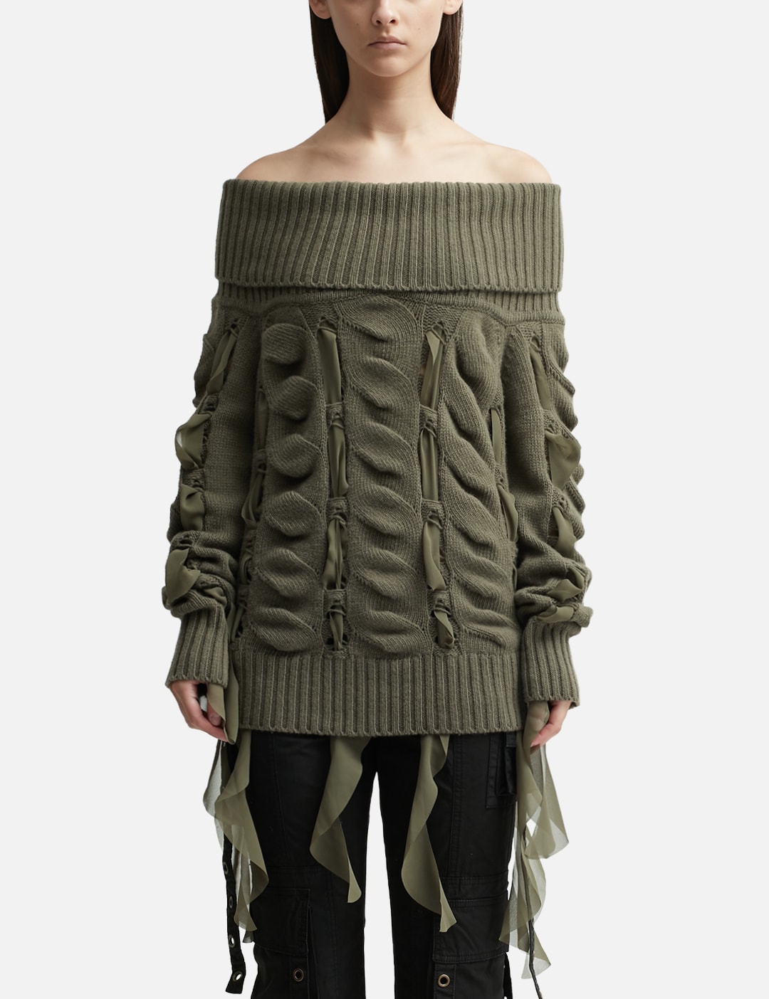 TULLE DETAIL OFF SHOULDER SWEATER view 13