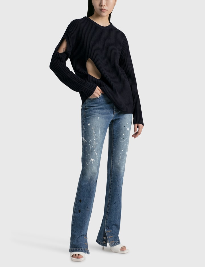 ASYMMETRIC CUT OUT KNIT PULLOVER Placeholder Image