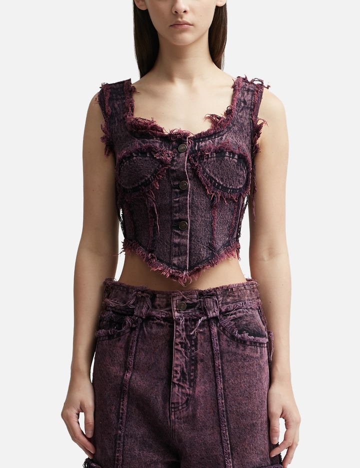 DHRUV KAPOOR - DESTROYED DENIM CORSET  HBX - Globally Curated Fashion and  Lifestyle by Hypebeast