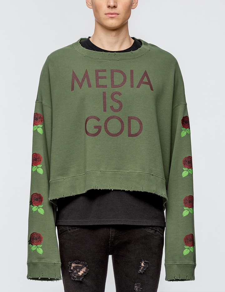 Distressed "Media Is God" Sweatshirt Placeholder Image