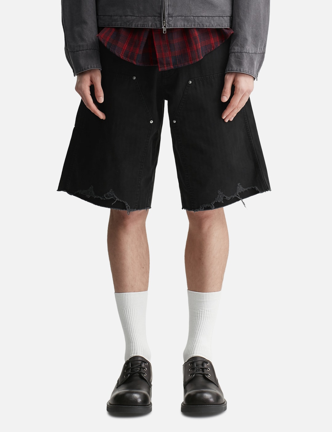 Hand Distressed HBT Double Knee Shorts view 11