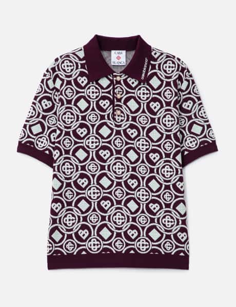 Casablanca Monogram Cotton Knit Polo Shirt