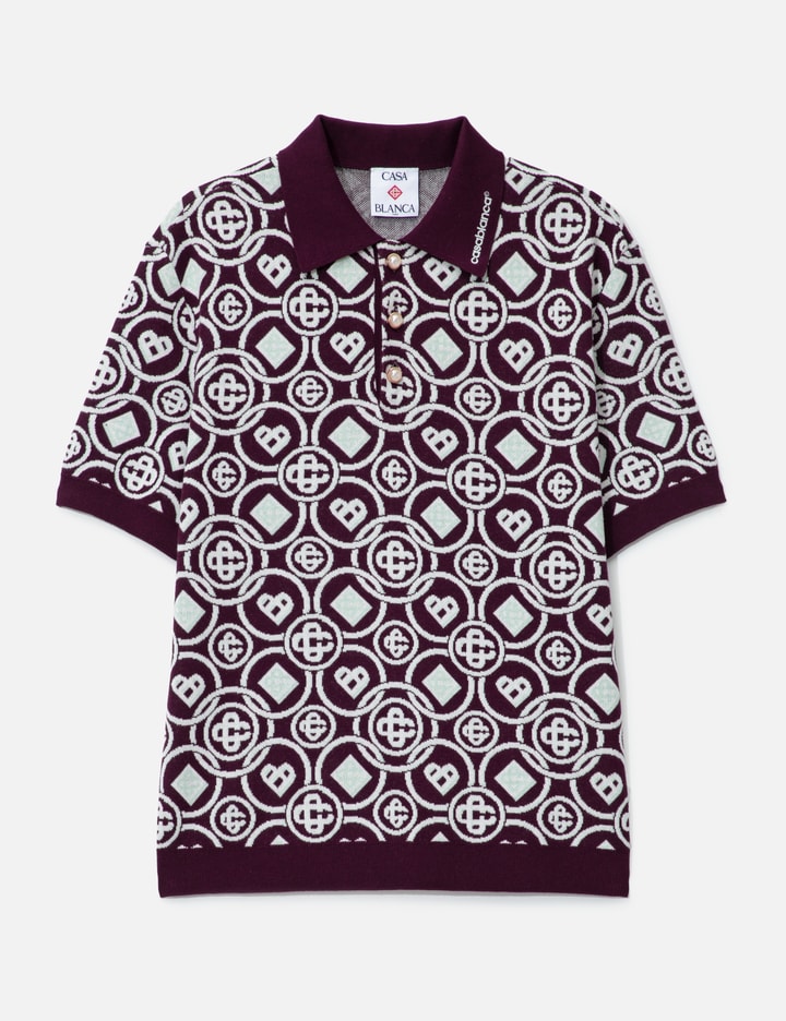 Casablanca Monogram Cotton Knit Polo Shirt