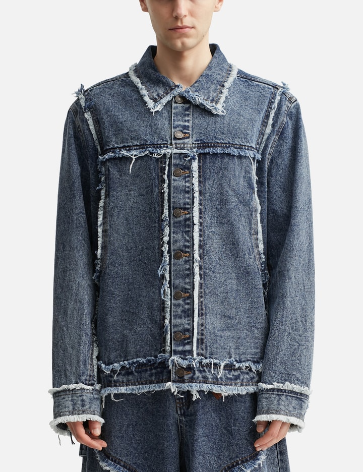 Distressed Raw Edge Denim Jacket Placeholder Image