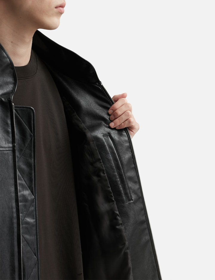 Black Synthetic Leather Oversized Team Jacket Placeholder Image