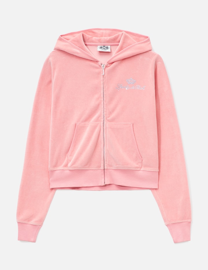 Sporty & Rich Sporty & Rich X Juicy Couture Script Velour Zip Hoodie