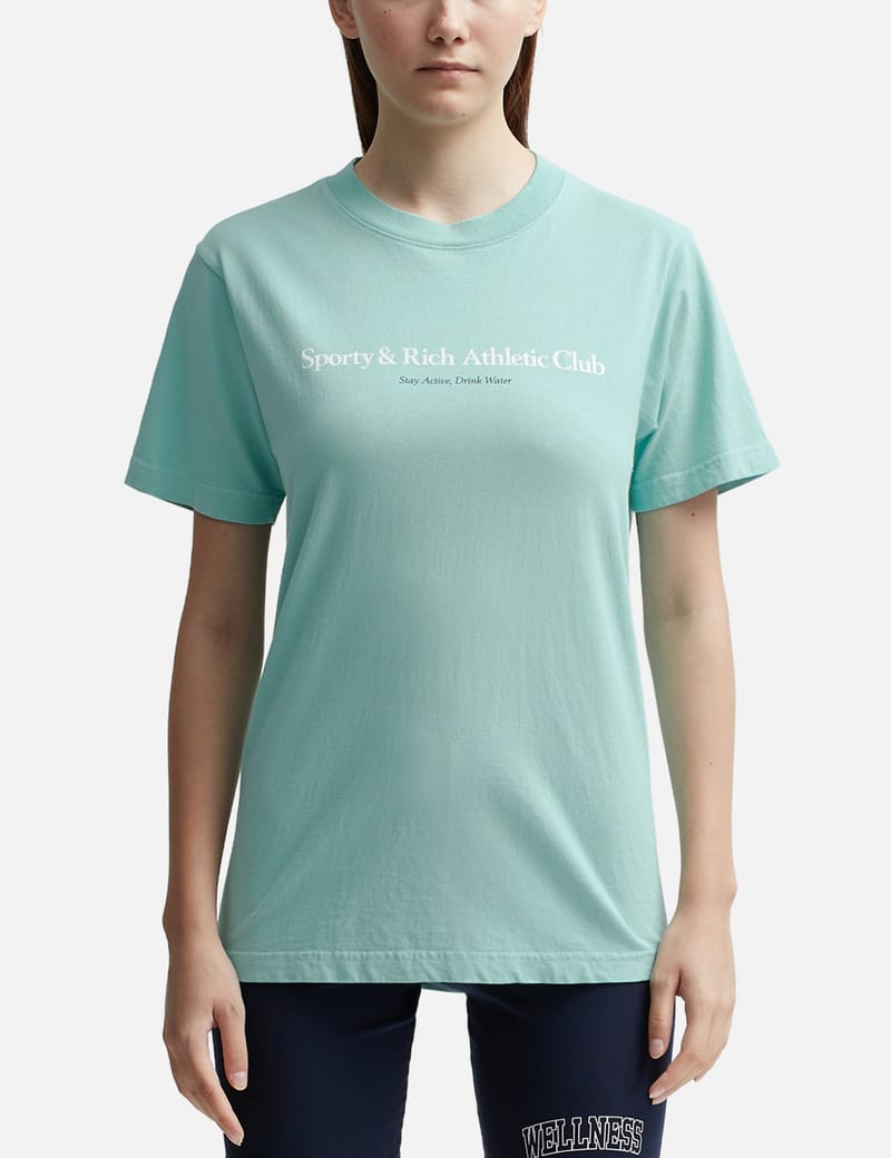 SPORTY&RICH ATHLETIC CLUB T-SH サイズ36 Sporty \u0026 Rich Men\u0027s Athletic Club T-Shirt in Aqua&frasl;White Sporty \u0026 Rich