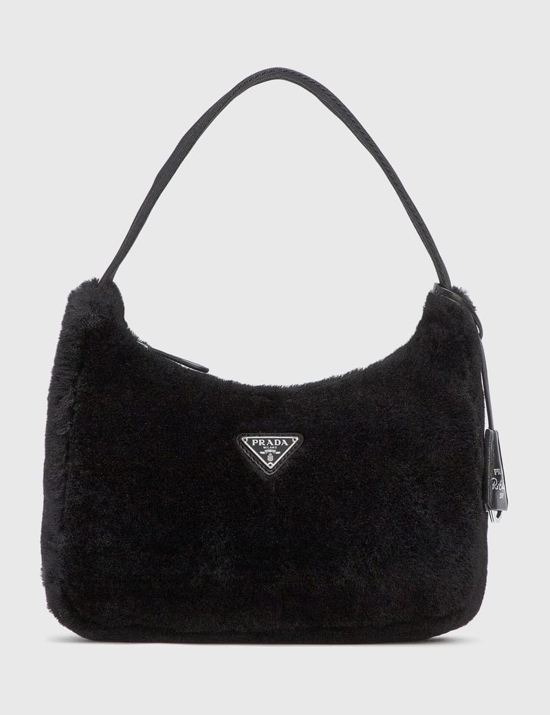 prada shearling hobo